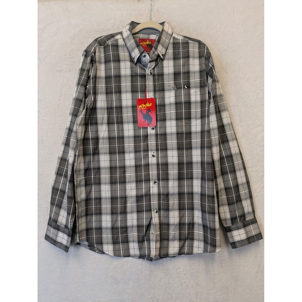 NEW RCCO Rodeo Men's Size M Plaid Long Sleeve Button Up Shirt